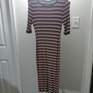 Haute Monde Multicolor Striped Midi Dress